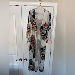 Floral Sheer Long Kimono Jacket